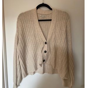 Cream Knit Oversized Cardigan with Buttons